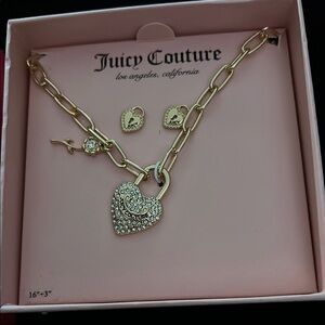 Juicy Couture Gold Crystal Heart Necklace new in a box